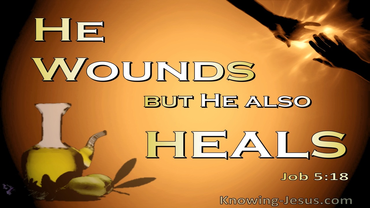 Job 5:18 He Wounds But Also Heals (black)